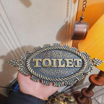 22.86cm Metal Toilet Door Sign Hand Painted Industrial Bathroom Decor