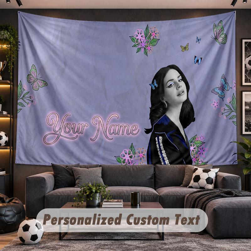 Wall Hanging Tapestry Custom NameLana Del Rey Pattern Personalized Printed Fabric Wall Decor