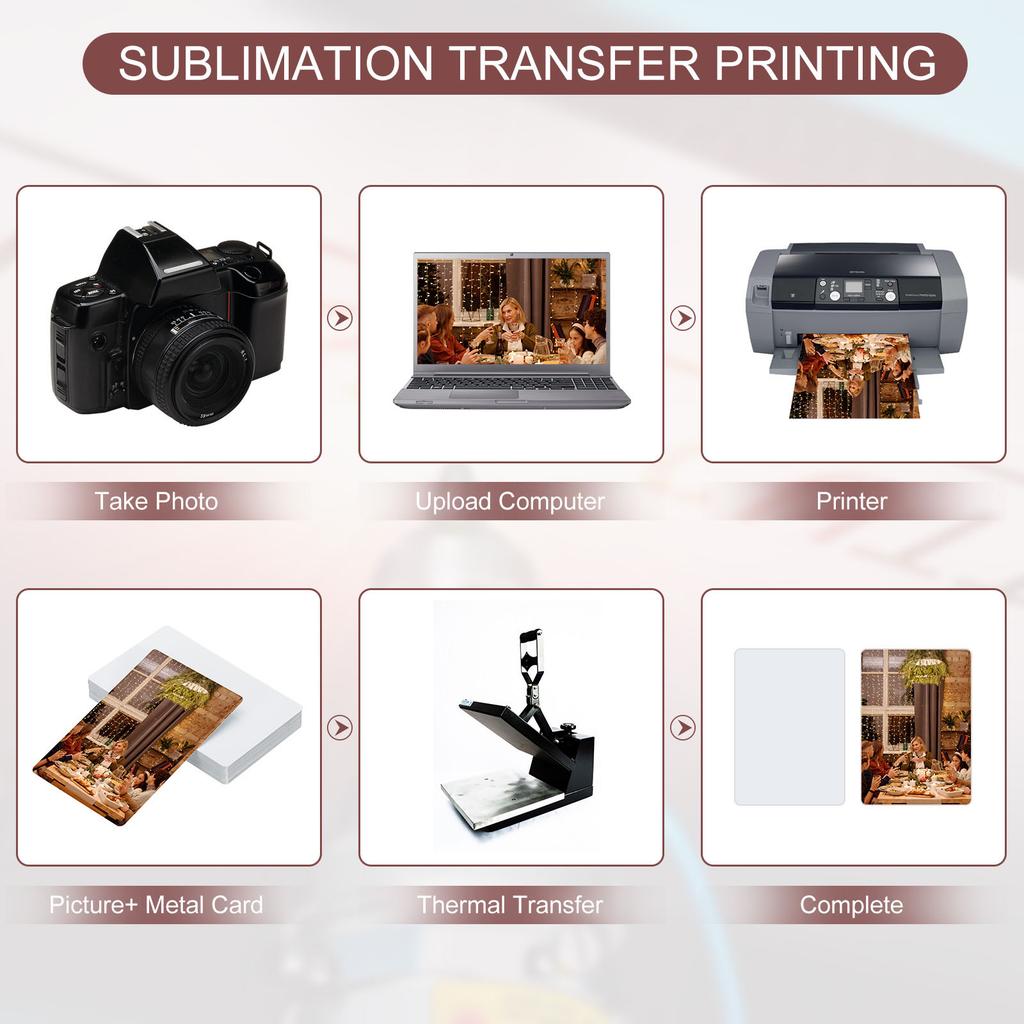 Sublimation Metal Business Cards Blank 0.21/0.22/0.45mm Thickness Aluminum Printable Name Card for Custom DIY Print White/Silver