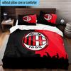 3pcs Milan Football Club Printed Bedding Set Duvet Cover Closure Includes 1 Duvet Cover & 2 Pillowcases Bedding Sets Home Decor Gifts