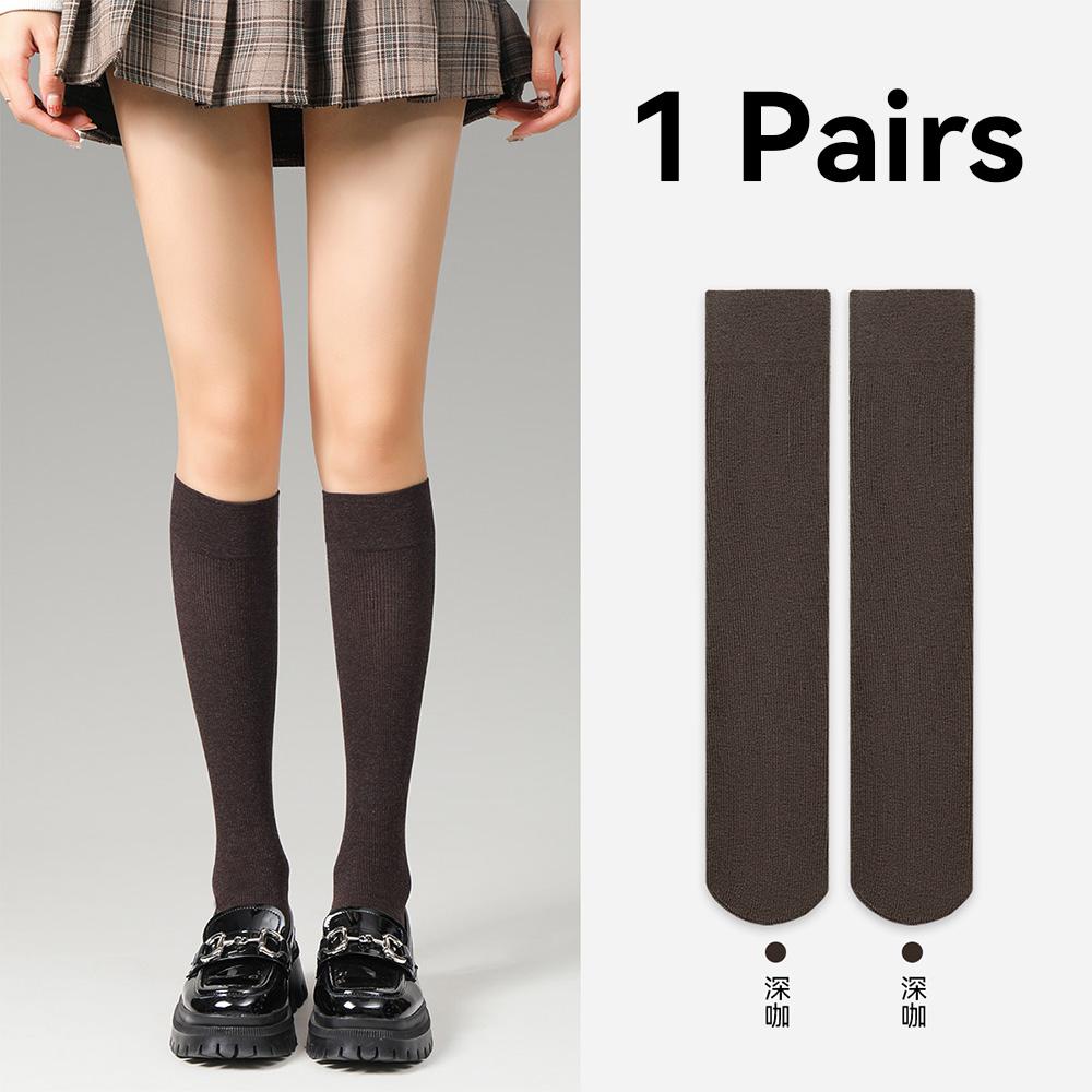 Süße Baumwollstrick Kniestrümpfe Damen Frühling Herbst Elastische Overknee-Socken Lolita Jk Socke Schlanke Beine Kawaii Japanischer Stil One Size gray