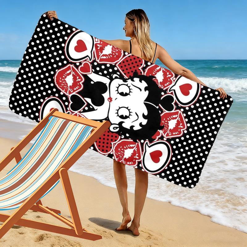 Betty Boop Print Beach Towel, Large Soft Quick Dry Towel for Beach Camping Swimming