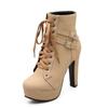 Wind Cross Strap Martin Boots Short Boots High Heel Women's Shoes Waterproof Table Belt Buckle Low Boots Women's Boots