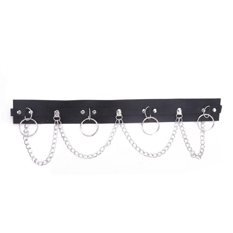 Gothic hip-hop Style With Silver Chain Waist Accessory Ladies' Fashion Belt Restraint Belt Leather Rivet Waist Chain Belts