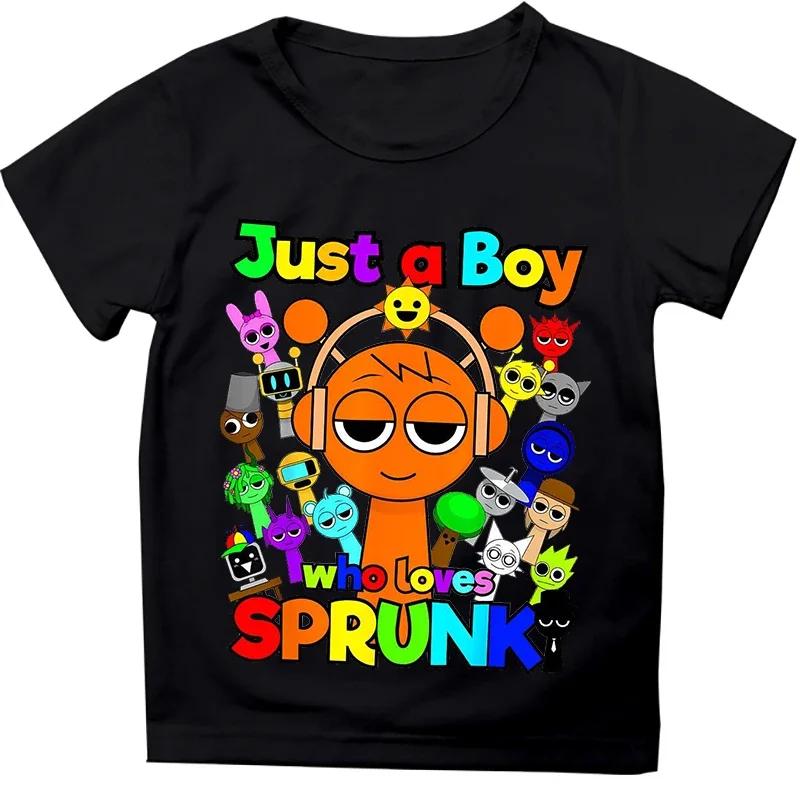 Just A Girl Who Loves Sprunki Tshirt Girls Cartoon Short Sleeve Summer Fashion Kids Clothes Baby Boys Incredibox Game T Shirts