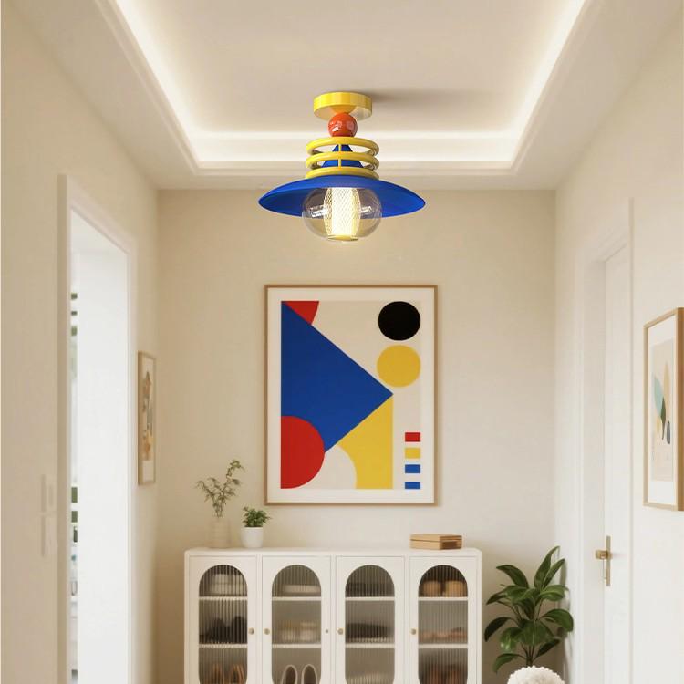 Dopamine Dining Table Set with Swing Arm Pendant Light and Eye-Protecting Ceiling Light for Kids