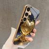 Gold Heart Floral Pattern 2D Phone Case for Samsung S26 S25 S24 S23 S22 S21 S20 A56 A36 A16 - Golden Glass Protective Cover
