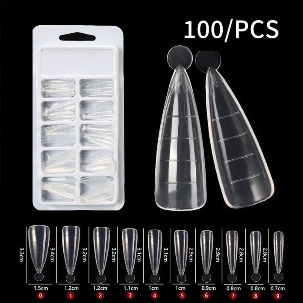 

100pcs New Acrylic Fake Nail Flakes Quick Building Nail Form Nail Art Molds Transparent Full Cover Nail Extension Manicure Tool
