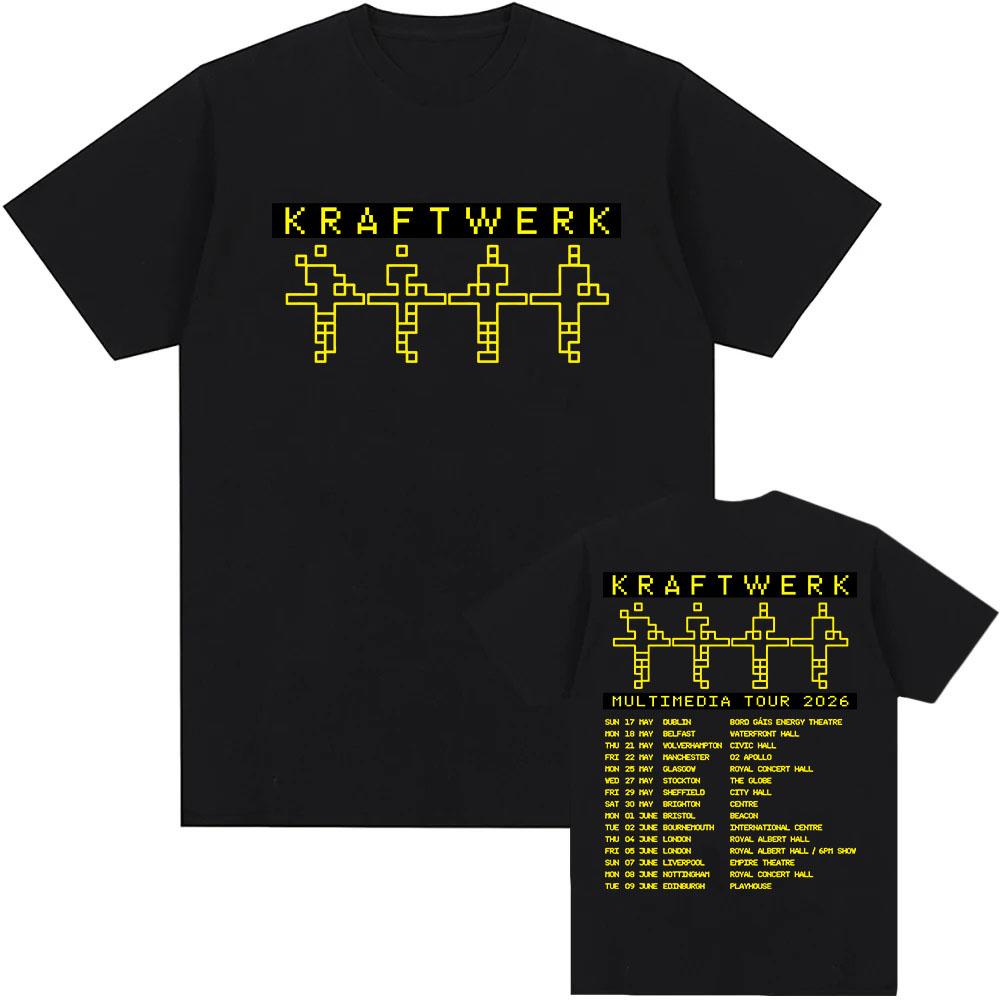 

Kraftwerk MULTIMEDIA TOUR 2026 Футболки Хлопок Мужская Модная Футболка Унисекс Уличная Одежда Графический Принт Повседневная L