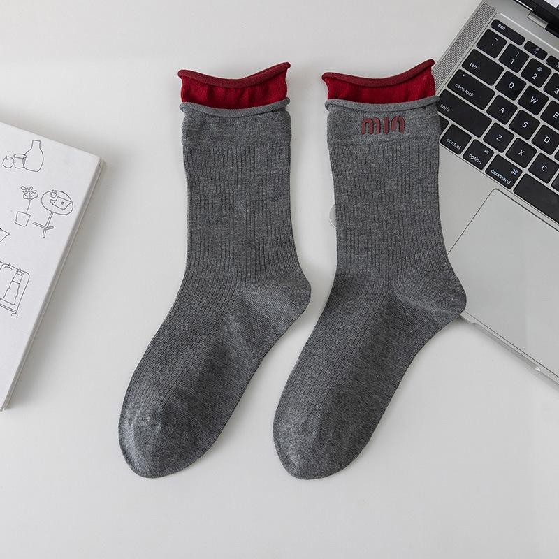 Ankora Rote Herbst- und Wintersocken bis zur Wade, vielseitige, lässige Trend-Damensocken