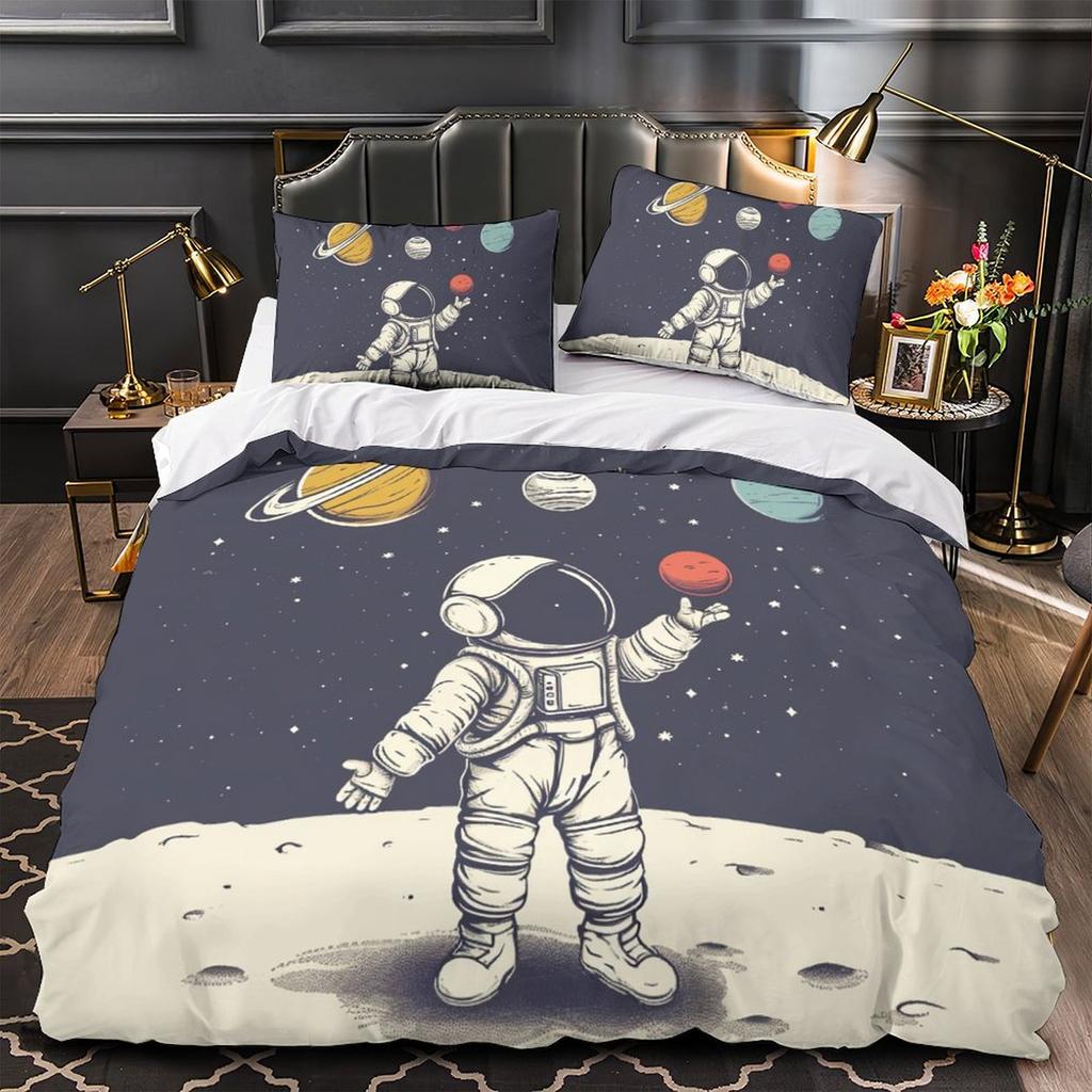3D Astronaut Bedding Set, Boys Teens, Men's Down Duvet Cover, Pillowcase 2/3pcs, Space and Space Theme Cover, Birthday Gift