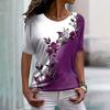 Women's T-shirt with short sleeves and large flower print