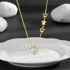 Japanese Korean Seashell Heart Necklace - Women's Fashionable Titanium Steel with Three Stars Design