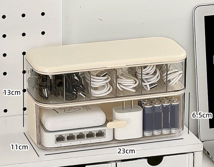 

1pcs Data cable storage box, desktop large capacity charger, phone power cord with cover, dust-proof organizing box, cable