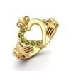 Irský Claddagh 2mm Kulatý Peridot 925 Sterlingového Stříbra Pozlacený Srdce Dámský Svatbní Prsten