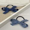 Retro denim bow hair rope female port ponytail tie head rope versatile hair band high elastic rubber band