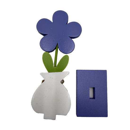 Yousheng 5Pcs/Set Wooden Flower Ornament with Base Boho Farmhouse Rustic 3D Colorful Flower Wood Table Sign Centerpiece Home Office Desktop Decoration