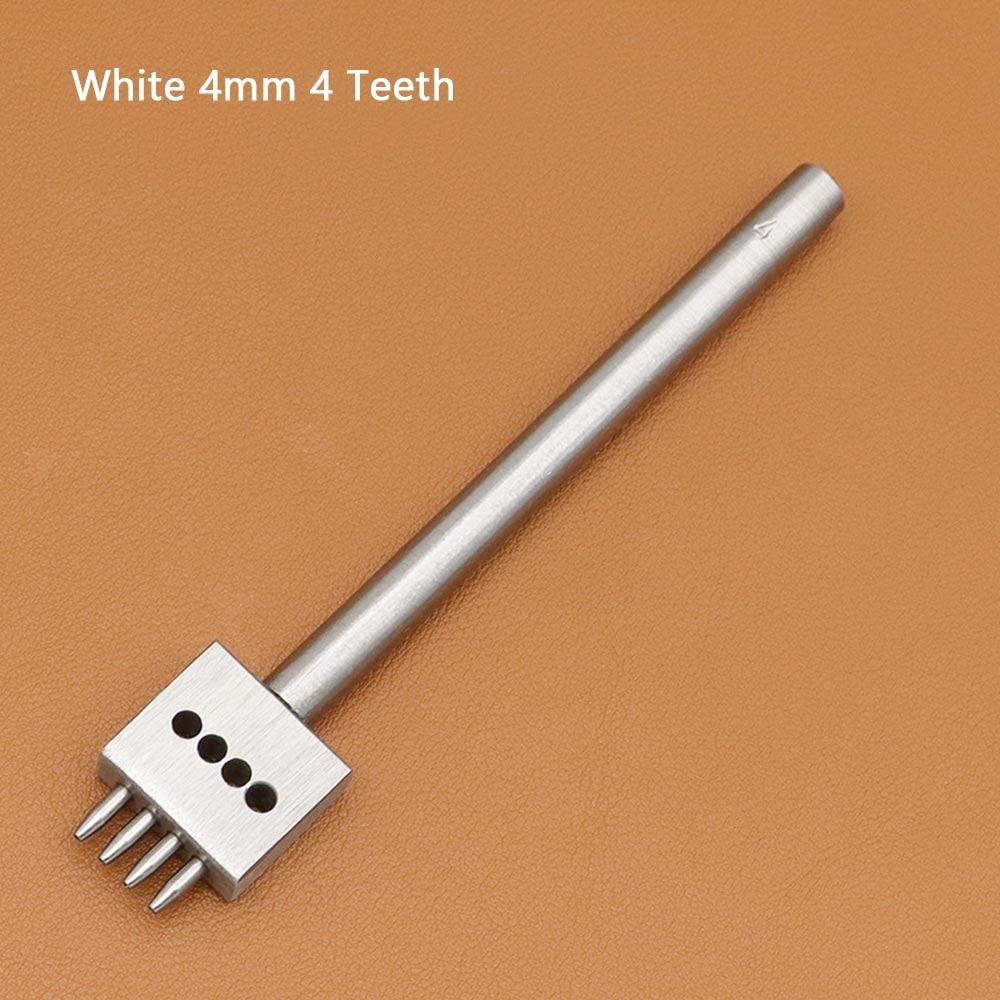 1Pcs New 2/4/6Teeth Leather Punching Tool Manual 4/5/6/8mm Hole Punch Tool Hole Spacing Drilling Steel Round Punch Die Set