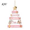 Holiday Home Decor Ornaments Rustic Wooden Hanging Pendant for Christmas Door, Decorative Festive Door Handle Decorations Sign Ornament with Hemp Rope