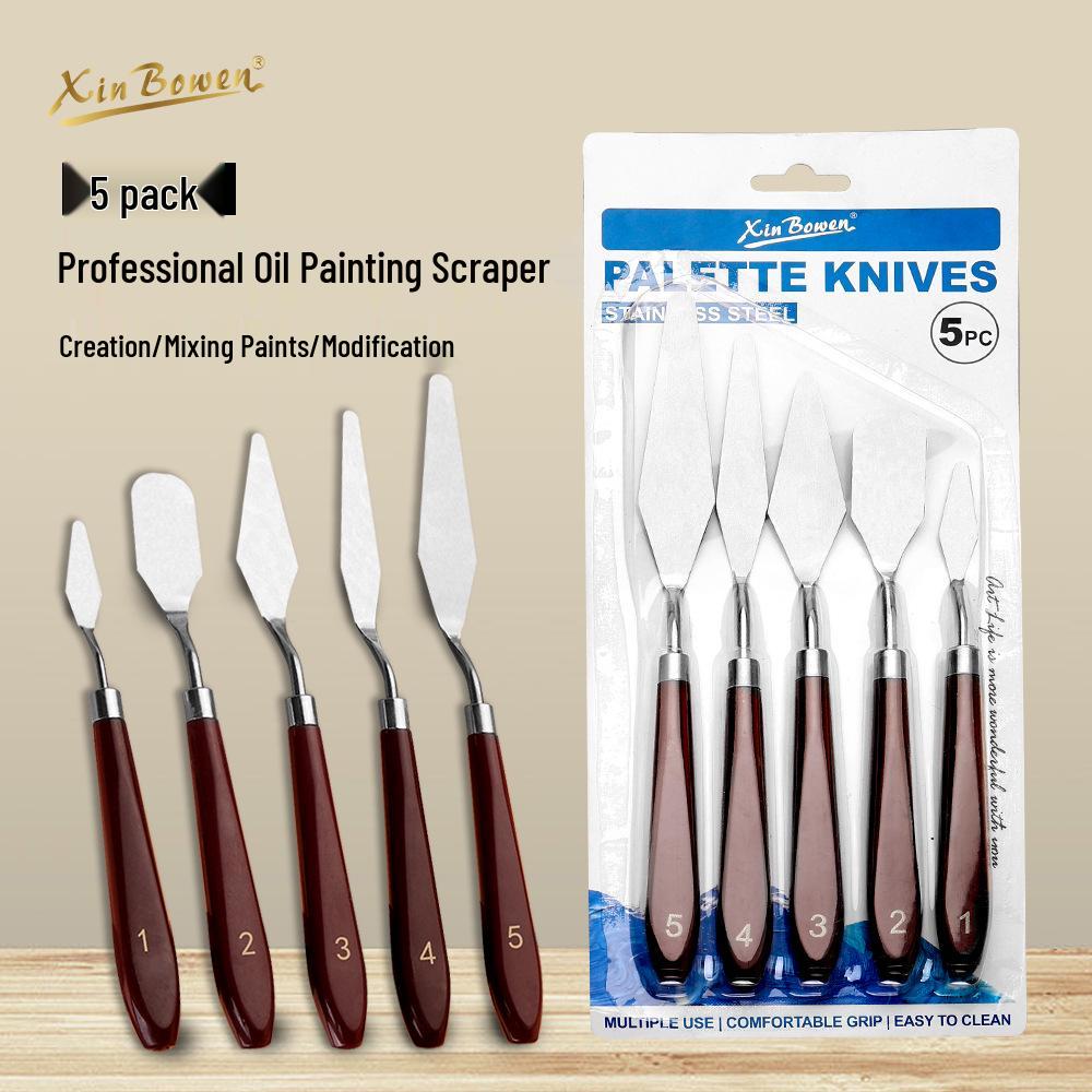 

Oil Painting Spatula Set: 5 Stainless Steel Paint Mixing Scrapers for Art Students