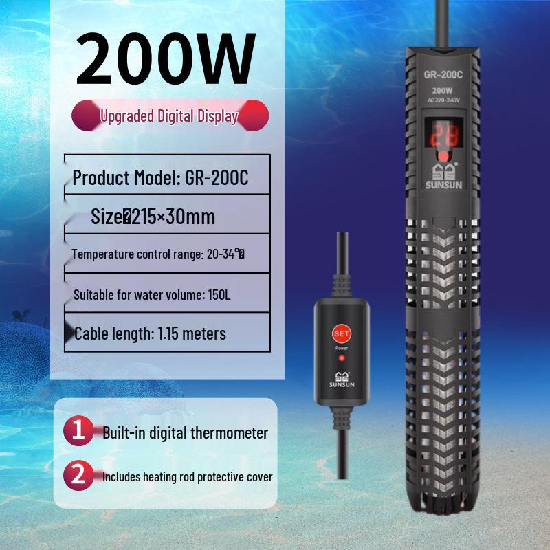 Explosion-Proof Digital Aquarium Heater with Thermostat for Fish and Turtle Tanks