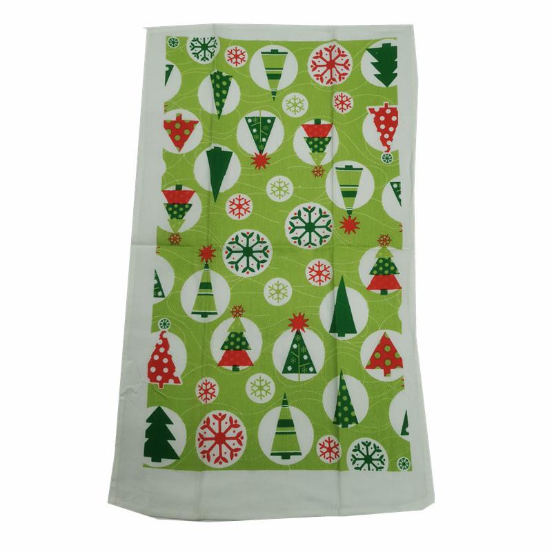 1Pc 38x65cm Thin Christmas Santa Claus Printed Polyester Kitchen Dishcloth Cleaning Cloth Tea Towel Xmas Party Gift