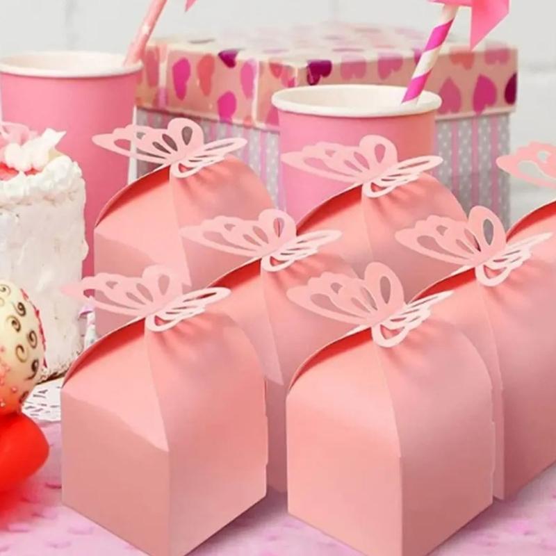 100pcs Butterfly Parties and Weddings Favors Boxes Butterfly Confectionery Boxes for Birthday Party and Wedding
