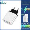 Universelles Reiseladegerät: Mehrport 5V2.4A, 3 USB + Typ-C, EU/US/UK Steckerstandard