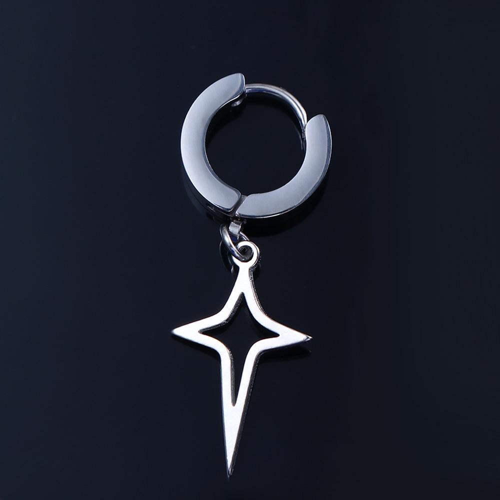 Male Drop Earring Clip Earring Korean Style Ear Cuff Cross Star Dangle Earring Men Hoop Earring