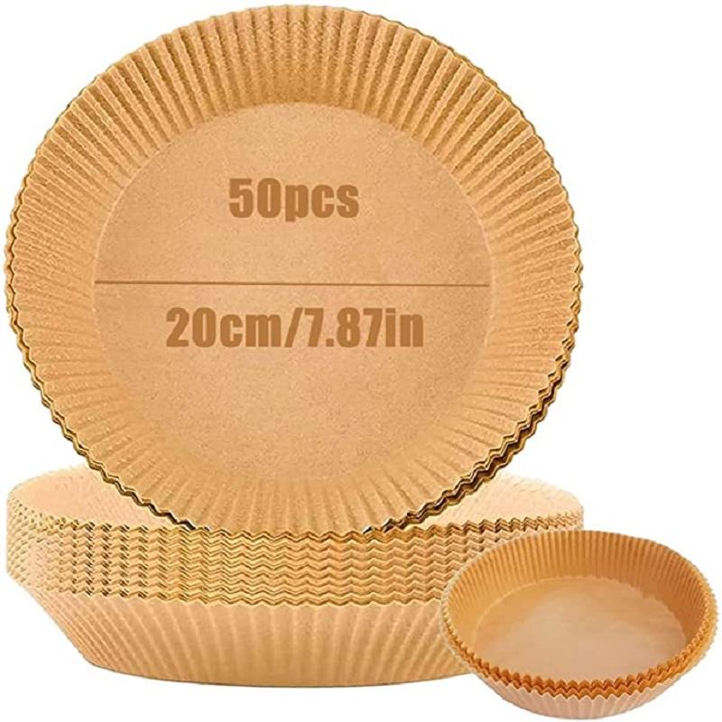 

50pcs Air Fryer Disposable Paper Liner Non-stick Mat Steamer Round Paper Baking Mats Kitchen Airfryer Baking Accessories