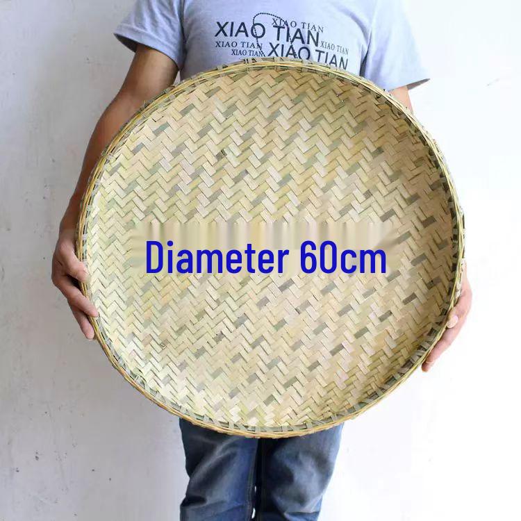 Bamboo Household Winnowing Basket: Perforated & Non-Perforated Bamboo Sieve, Handmade Woven Tray for Dried Goods & Sun-drying Decor