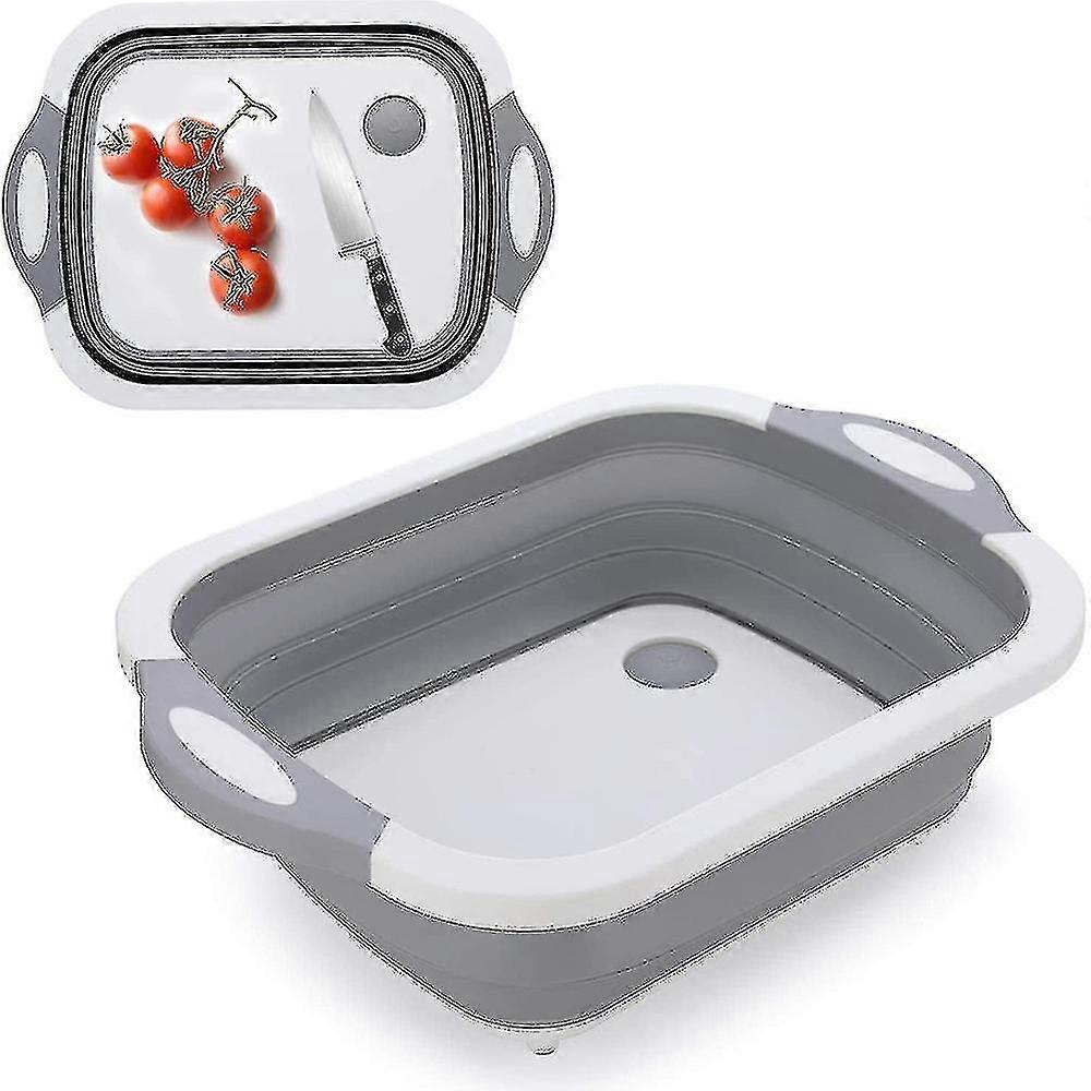 3-in-1 Chopping Board, Foldable Washing-up Bowl, Foldable Storage Basket, Portable Camping Basket, Kitchen Board, Draining Bowl, Multi-function Sink I