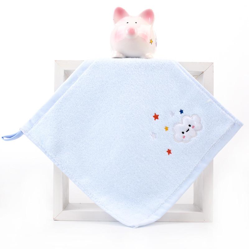 1 pièce 25x25cm Carré Petite Serviette Dessin Animé Brodé Nuage Coton Bébé Enfants Visage Lavette Absorbante Douce