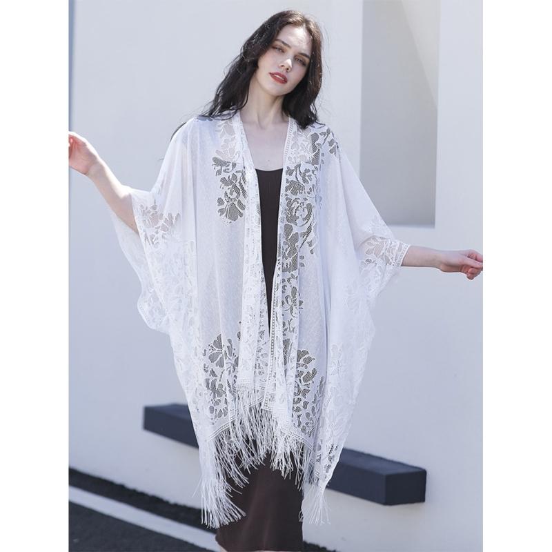 Women's Shawl Wrap for Weddings and Parties Comfortable Fringed Shawl Wearable Wrap for Travel Beach Parties