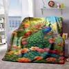 2026 New Arrivals 1pc Contemporary Peacock Digital Print Flannel Blanket - Soft Lightweight Polyester Bed Throw for Sofa, Bed, Travel, Camping, Office