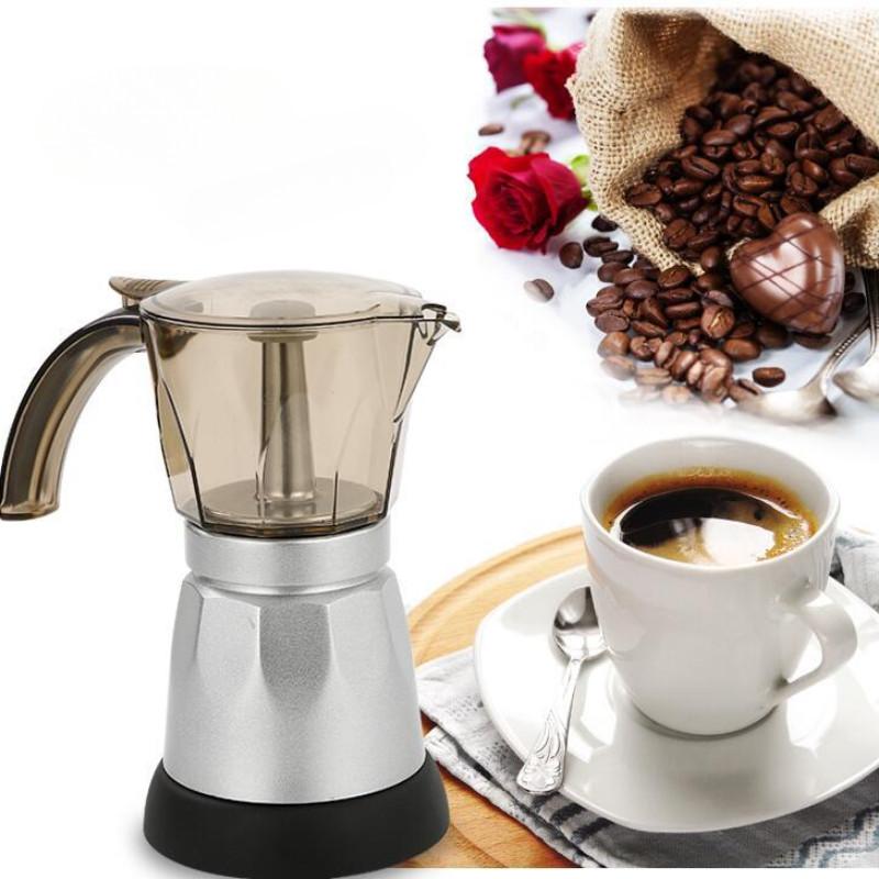 

150ML/300ML Large Capacity Home Office Electric Coffee Pot Italian Coffee Machine Portable Aluminum Electric Mocha Kettle 300ml