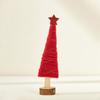 Yousheng Christmas Tabletop Decoration Plush Wool Felt Reindeer Santa Tree Figurine with Wooden Base for Winter Tiered Tray Mantel Decor