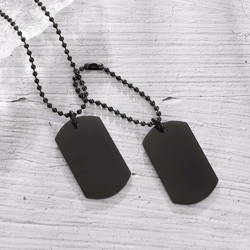 Stainless Steel Double Sided Polished Military Pendant Jewelry Personality Sweater Necklace