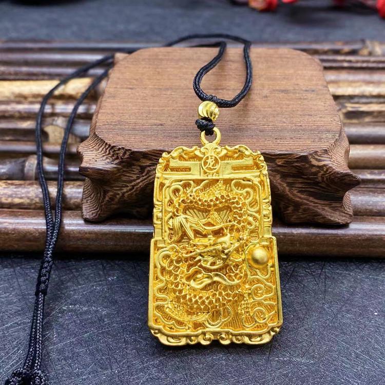 Vietnamesischer Sandgold Buddha Anhänger: Vergoldetes Maitreya Flammen Design