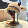 Plush Fur Knitted Deer Antler Hat Windproof Festival Christmas Antler Hat New Ear Flap Hat  Outdoor