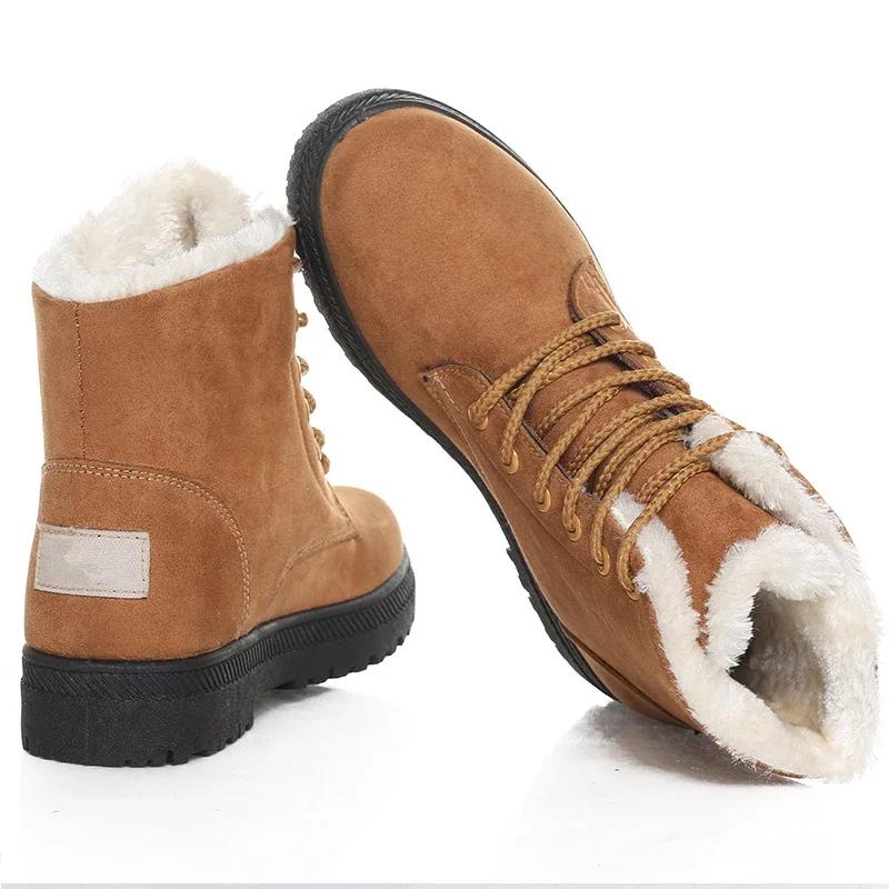 Damenstiefel Warme Pelz-Stiefeletten für Damen Winterschuhe mit Absatz Schneestiefel Winter Botas Mujer 2025 Damenstiefel mit niedrigem Absatz