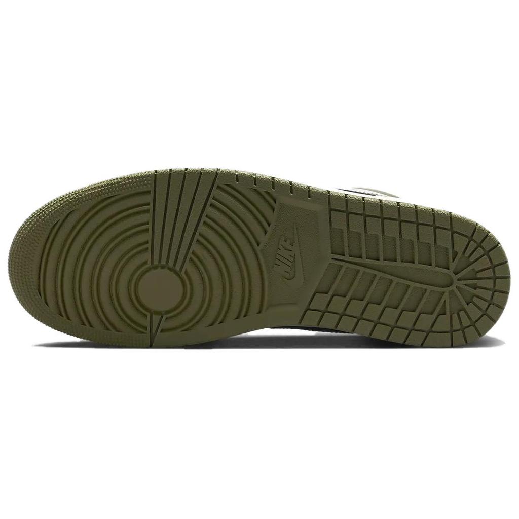 Air Jordan 1 Low Black Toe Medium Olive Men Sneakers Green White 553558-092