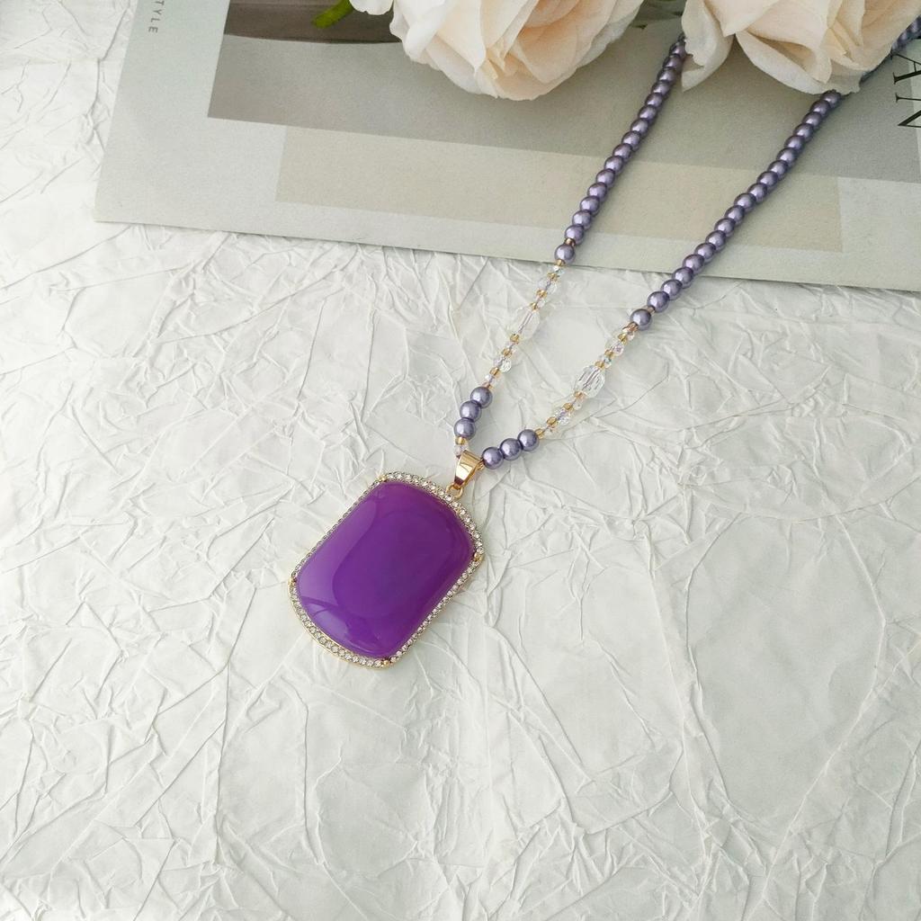 Collana a maglia con perline viola elegante 2025: Accessorio da Donna alla Moda e Versatile