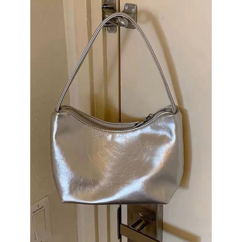 South Korea Special-Interest Design Ins Minimalist Silver Underarm Bag