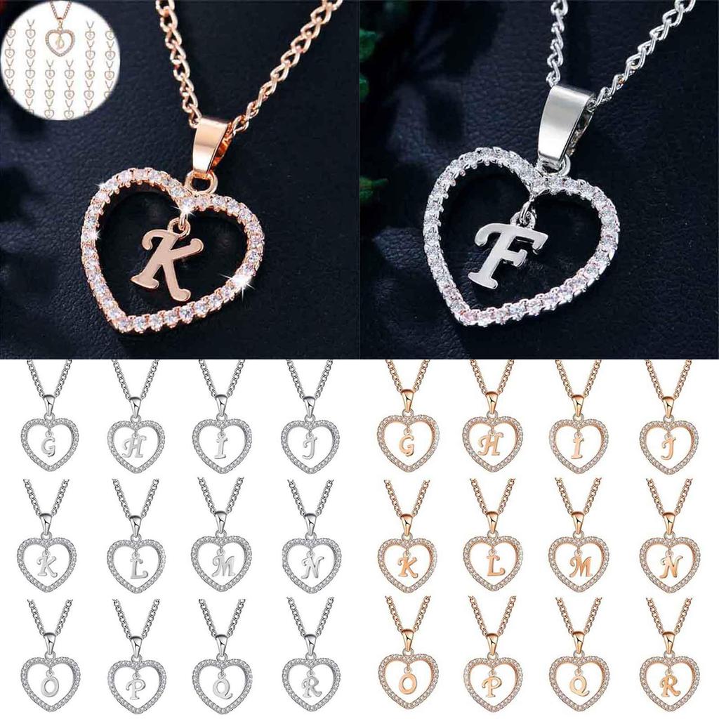 Timeless 26 Letters Heart Love Crystal Women Silver Plated Chain Necklace Jewelry Embracing Endless Love