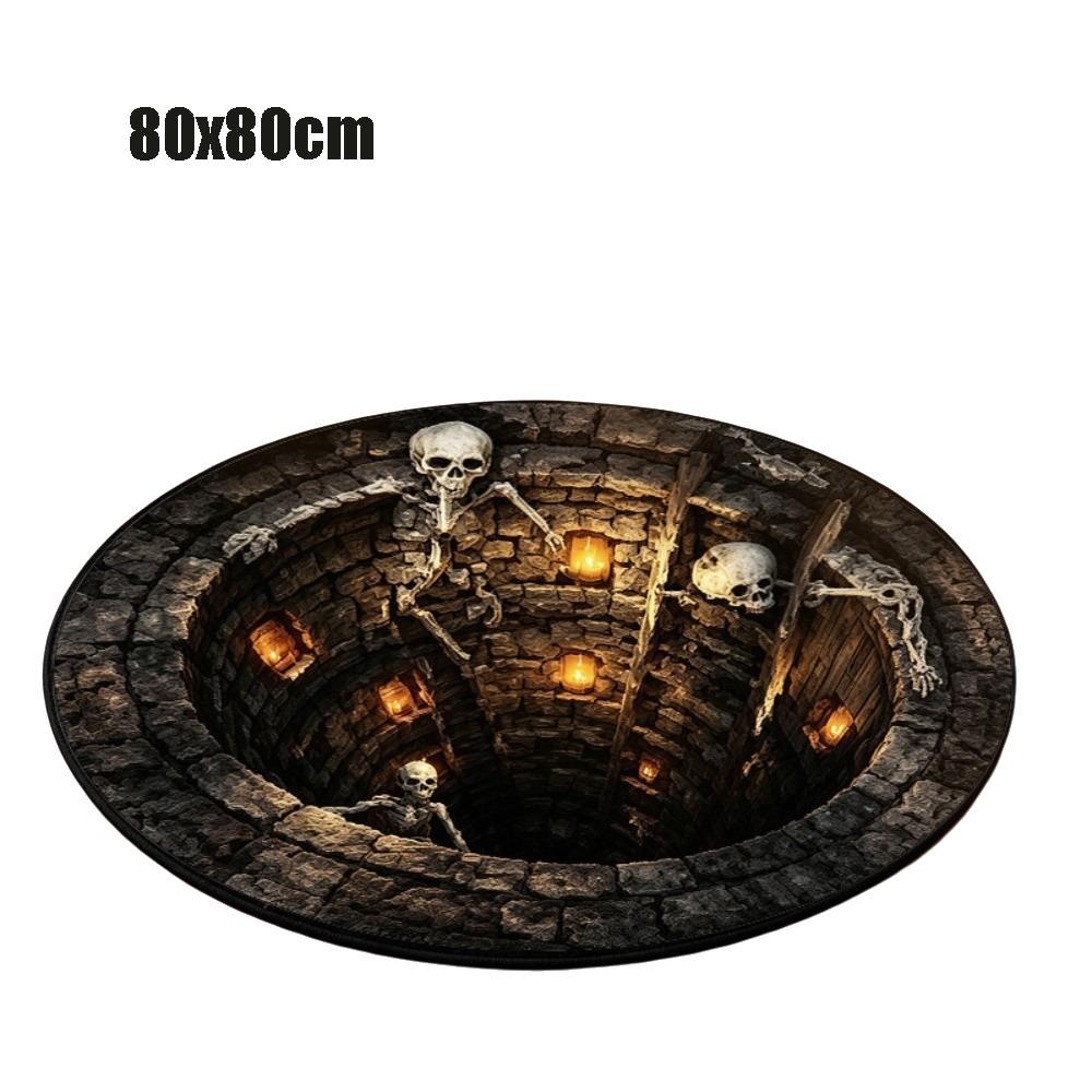 3D Special-shaped Round Carpet Crystal Velvet Optical Illusion Rug Floor Mat Living Room Decor