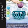 Hand Painted Gorgeous Stoneware Yarn Ball Storage Bowl with Innovative Dispensing Curl | Knitting & Crochet Accessions (Down Blue, Medium)