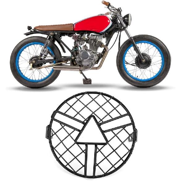 Aramox Motorcycle Headlight Guard Grille Cover, Aluminum Alloy Protector for CG125 GN125, 5.75 Inch Headlamp, Black