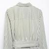 2025 Spring Women's European & American Striped Belted Midi Dress