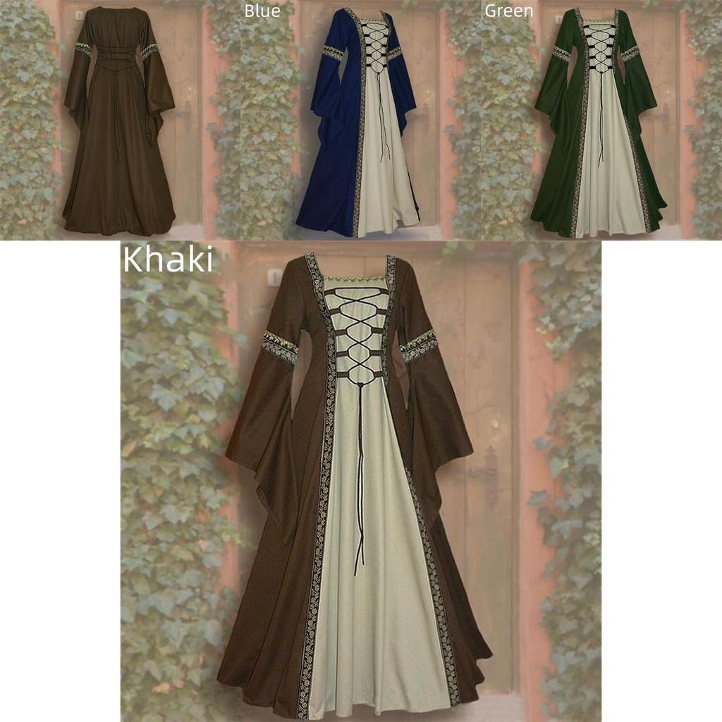 Vintage Gothic Renaissance Dress With Long Sleeves For Women's Cosplay Costume
